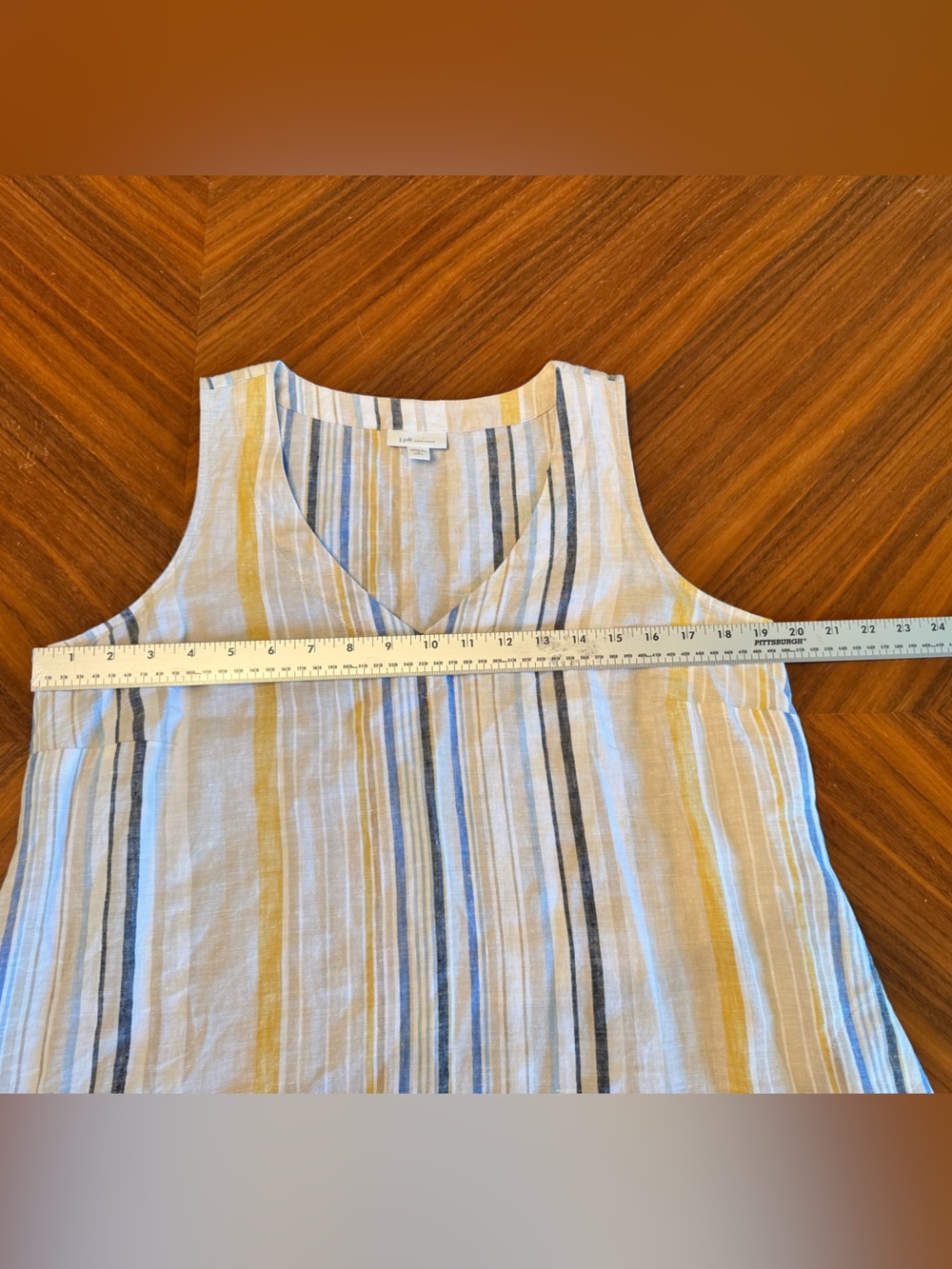 100% Linen Striped Midi Dress Coastal Beach Resort Minimalist Petite M - Picture 6 of 7